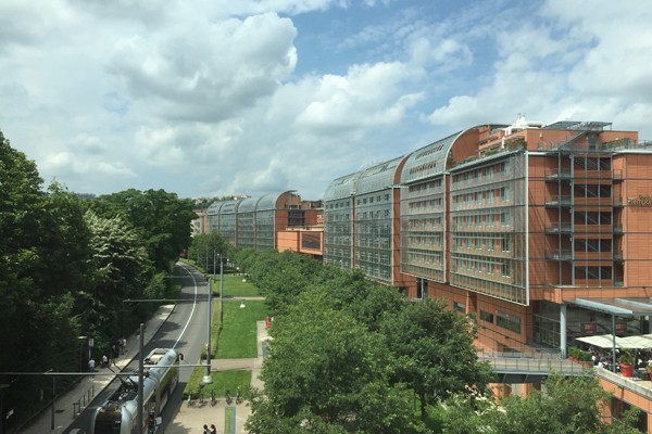 bâtiment, terre cuite, cité, congrès, vitre