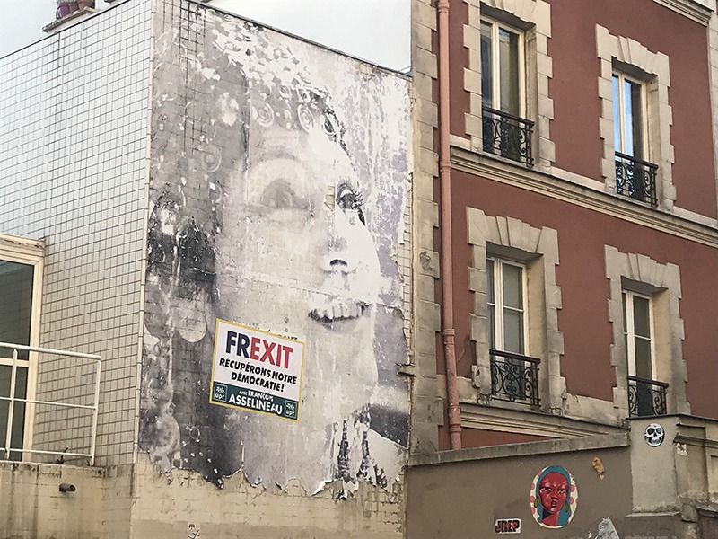 Portrait, géant, graffiti, Street Art, Paris