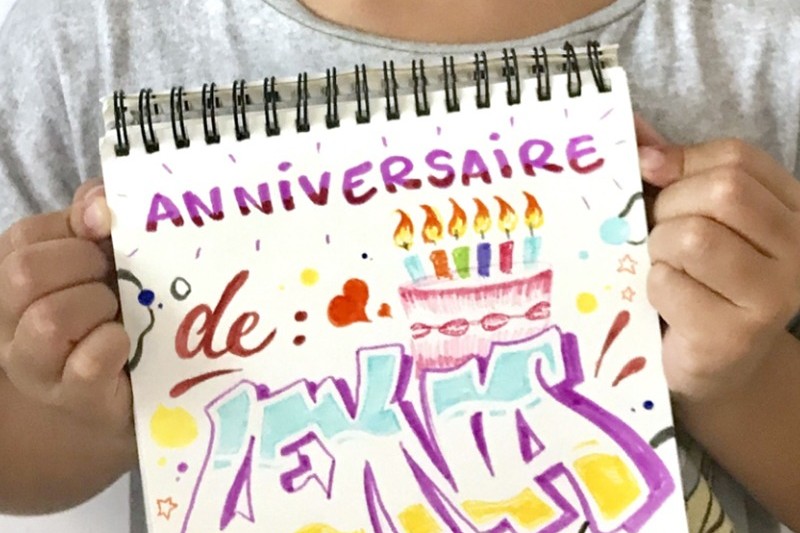 carte, anniversaire, graffiti, couleurs, street art