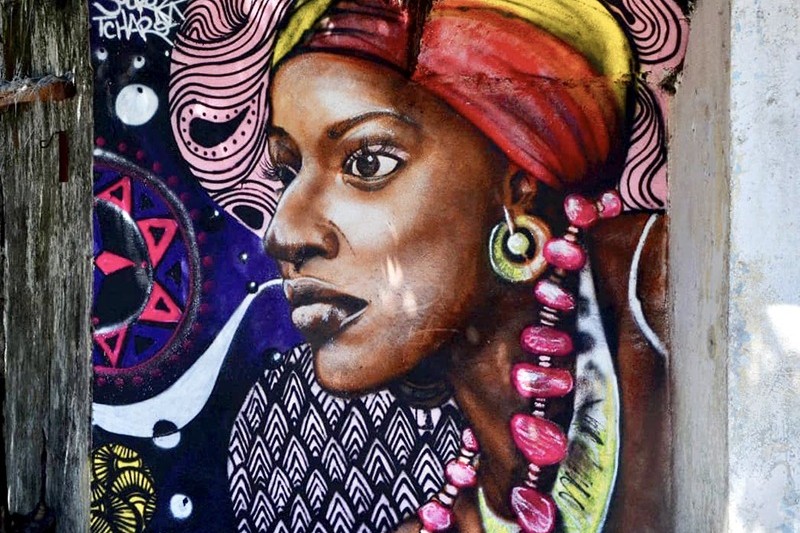 Street art, graffiti, africain, comores, portrait
