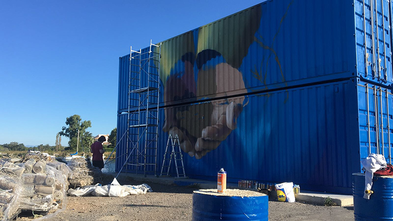 Contener, marin, fresque, graffe, tague