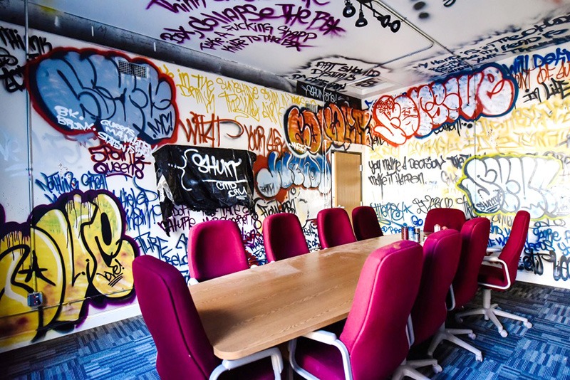 graffiti, street art, salle, réunion, décoration.
