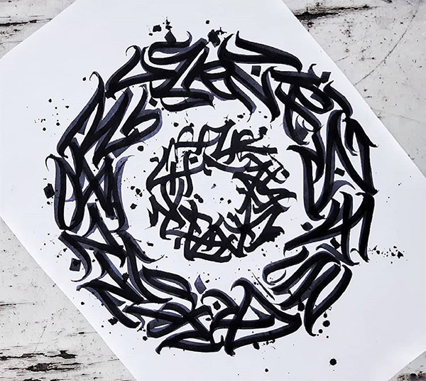 Calligraphie, abstraite, art, calligraphie, lettres, noir et blanc, flow