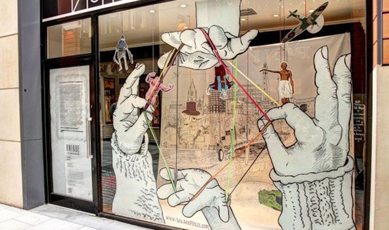 Витрина сканворд. Изображение витрины магазина. Необычная витрина рисунок. Эскиз оформления витрины магазина. Иллюстрации рекламные на витринах.