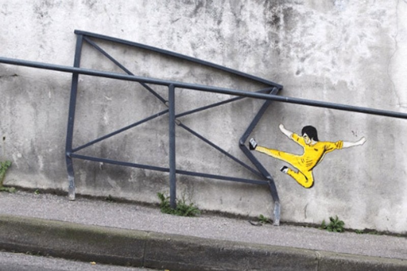 Bruce lee, graffiti, street art, détournement