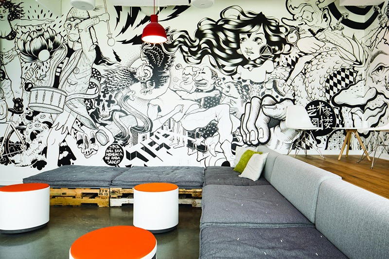 Illustration, mur, noir et blanc, art, graffiti