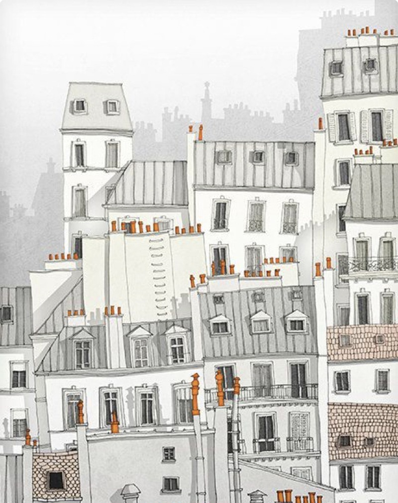 Toits, Paris, Charme, Illustrations, arts, graphisme