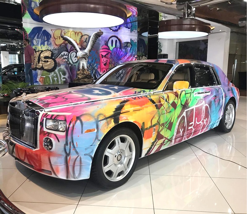 Rolls Royce, graffiti, street art, voiture, art