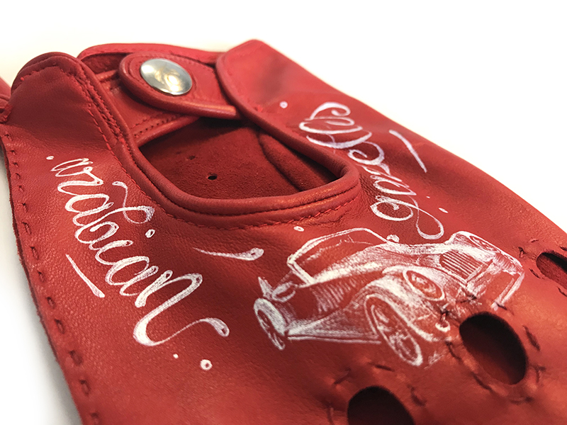 gant, personnalisation, cuir, art, rouge, luxe