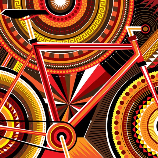 vélo bicyclette, géométrique, graphique art