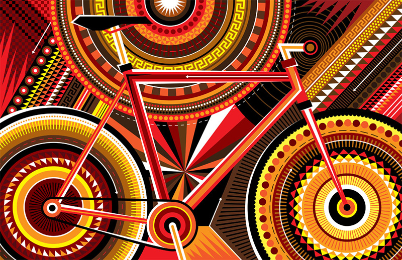 vélo bicyclette, géométrique, graphique art
