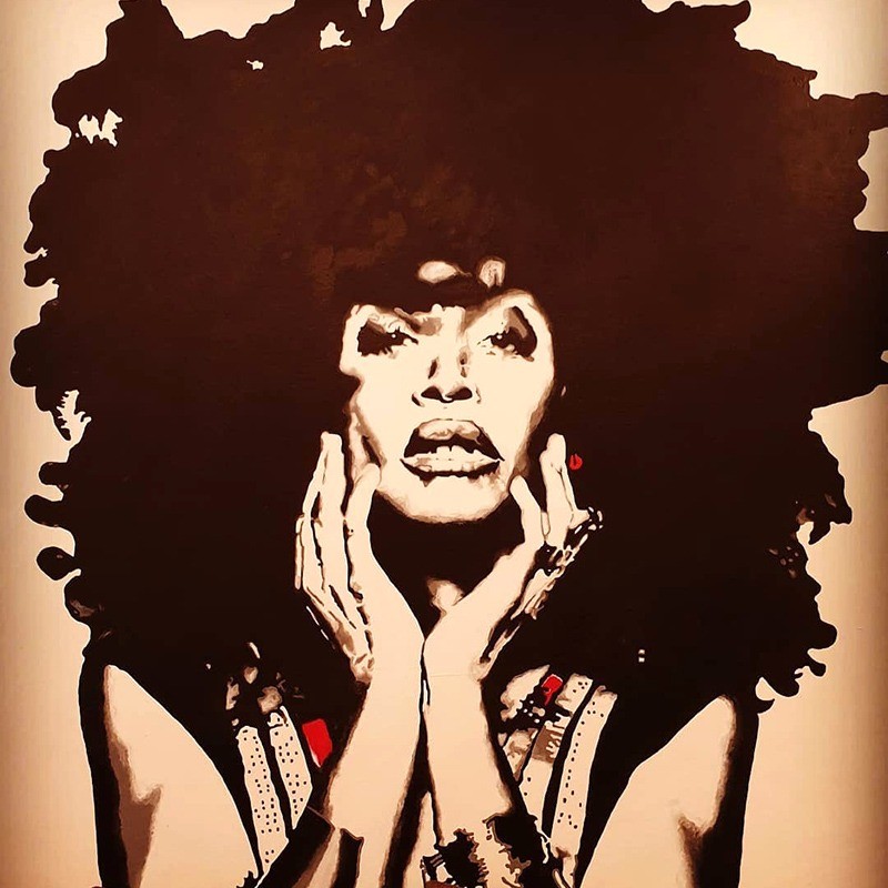 Portrait, femme, noire, black woman, Afro, street art