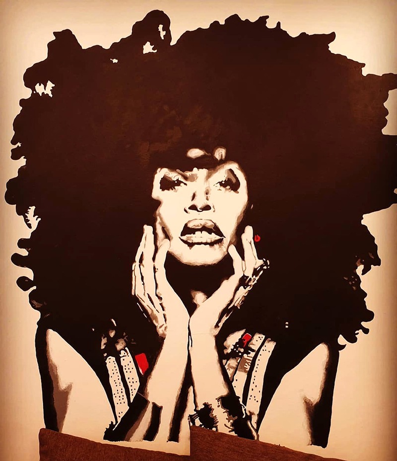 Portrait, femme, noire, black woman, Afro, street art