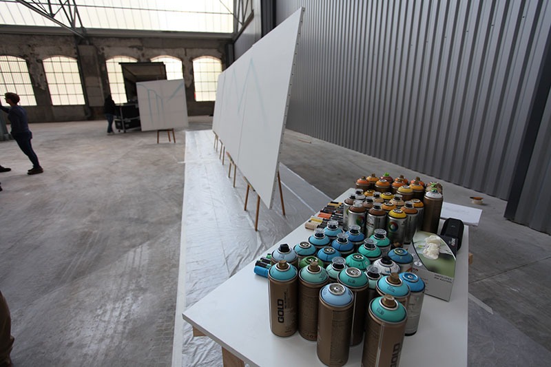 Team, building, Veolia, toile, bombes, graffiti