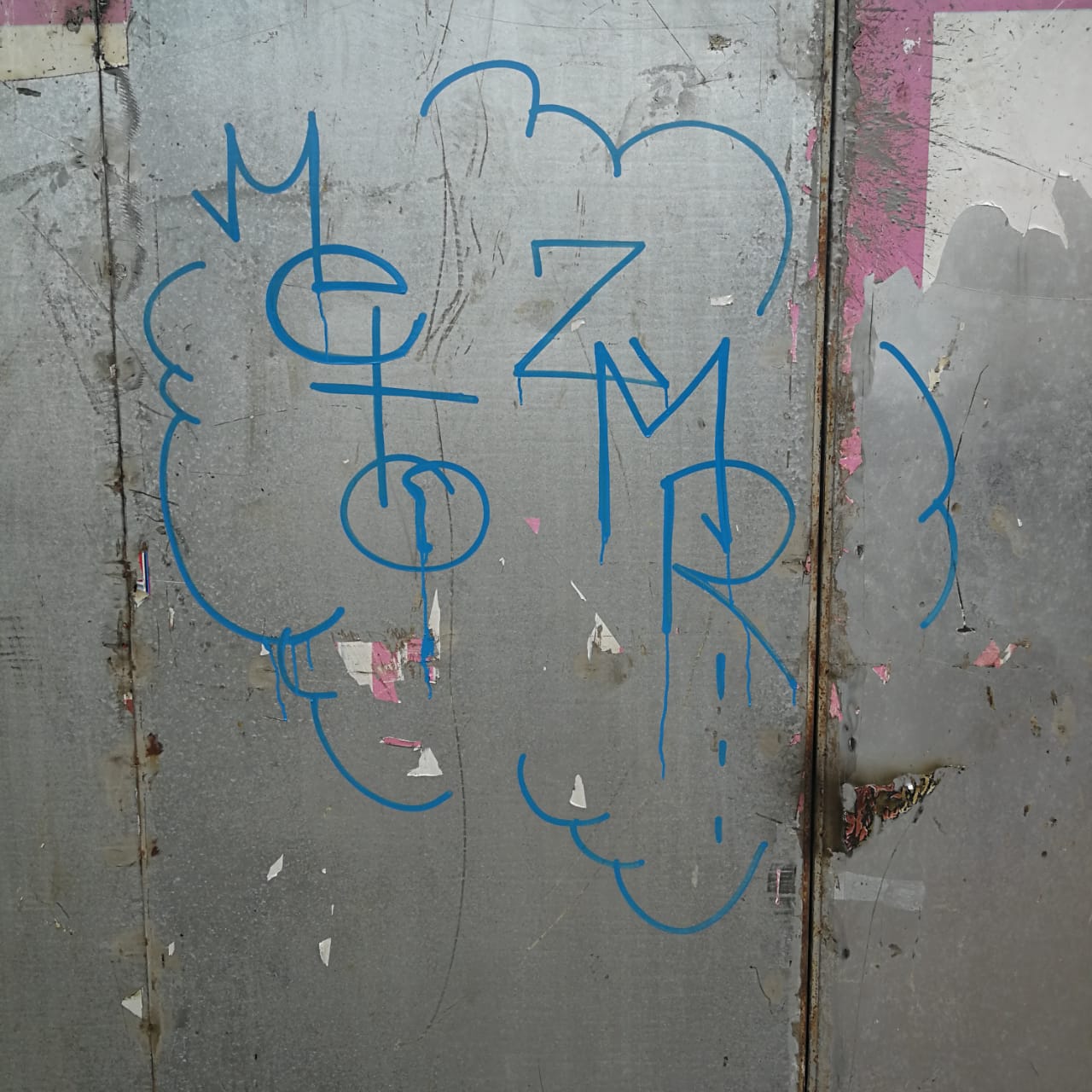 tag, marqueur, bleu, ZMR, meto, Casablanca, Maroc, street art