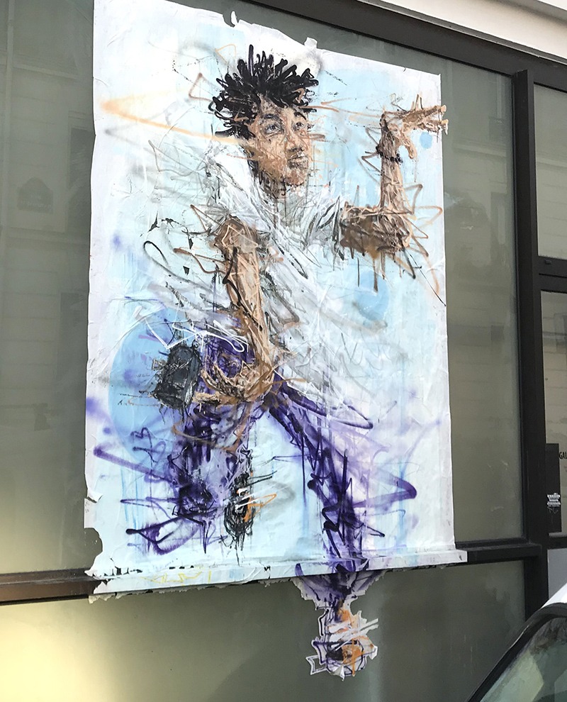 personnage, graffiti, affiche, paris, street art