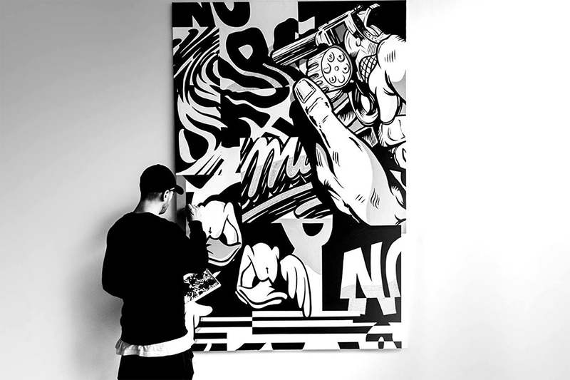 Nairone, graff, typographie, noir et blanc