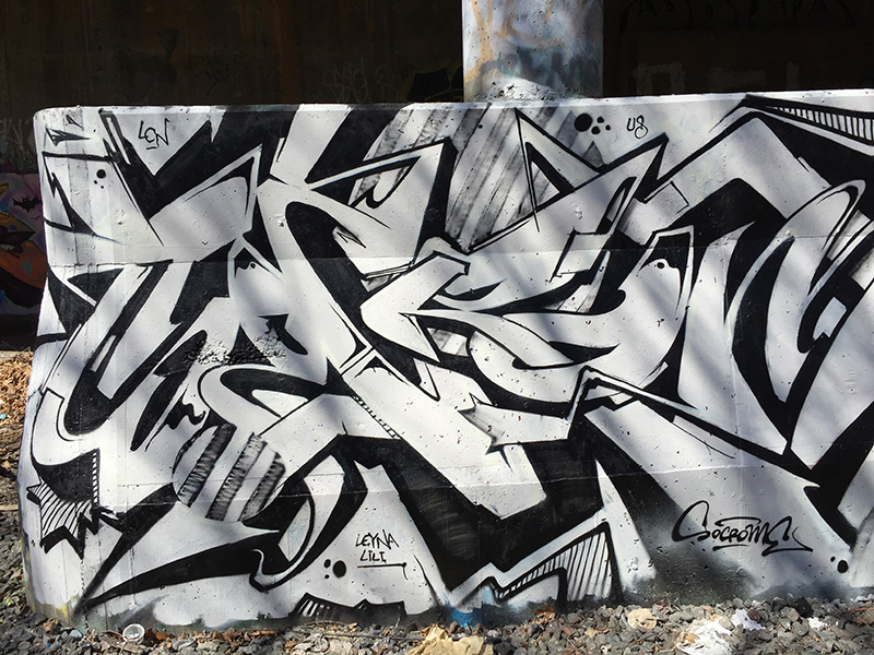 Graffiti, lettrage, noir, blanc, remplissage