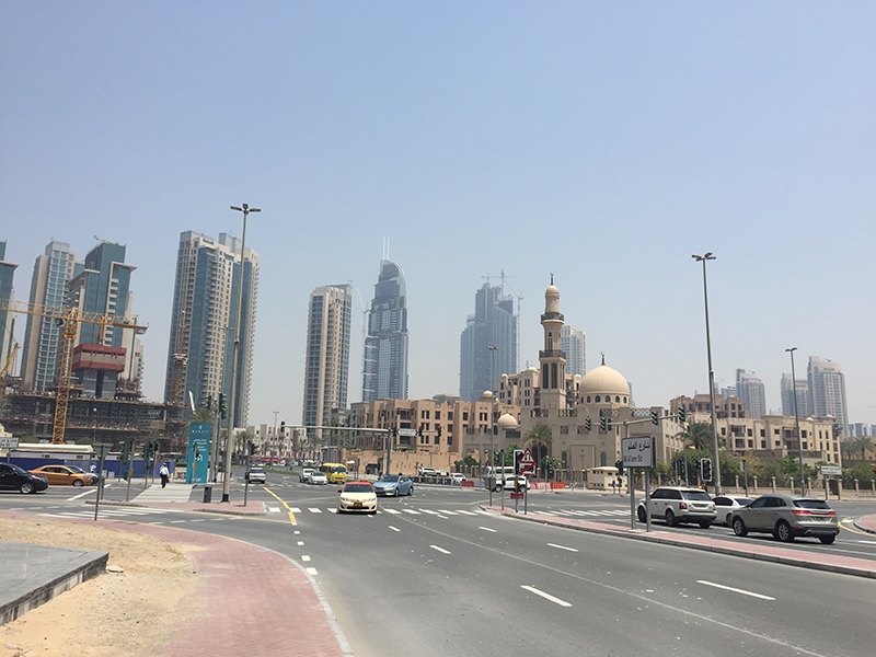 rue Dubai, voiture, gratte ciel, paysages