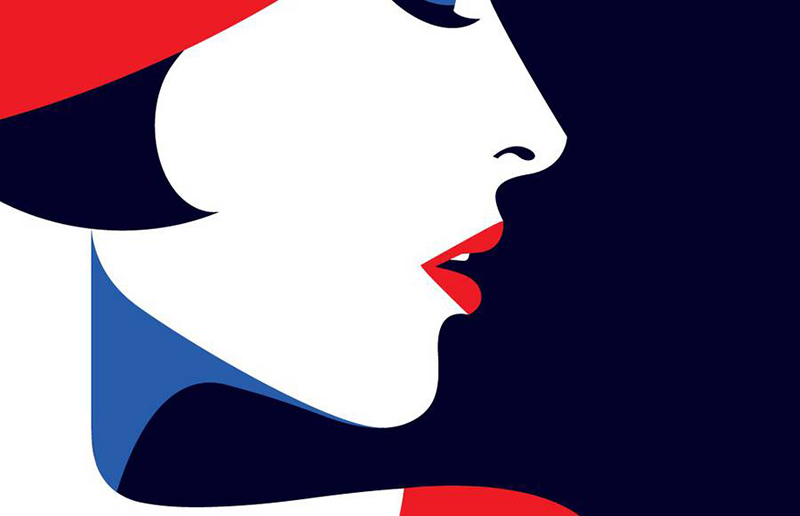 Détail, visage, femme , profil, illustration