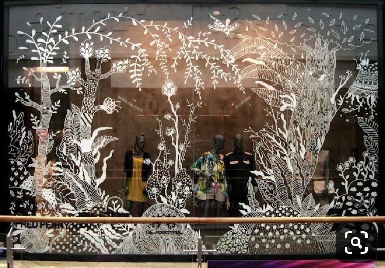 Fresque, peinture, blanc, vitrine, art, storefront