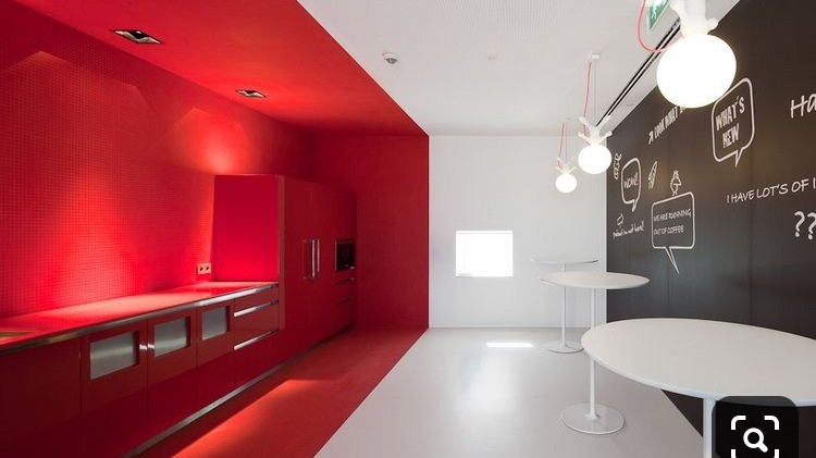cafeteria,décoration, minimaliste, art, artist, design, rouge, épuré