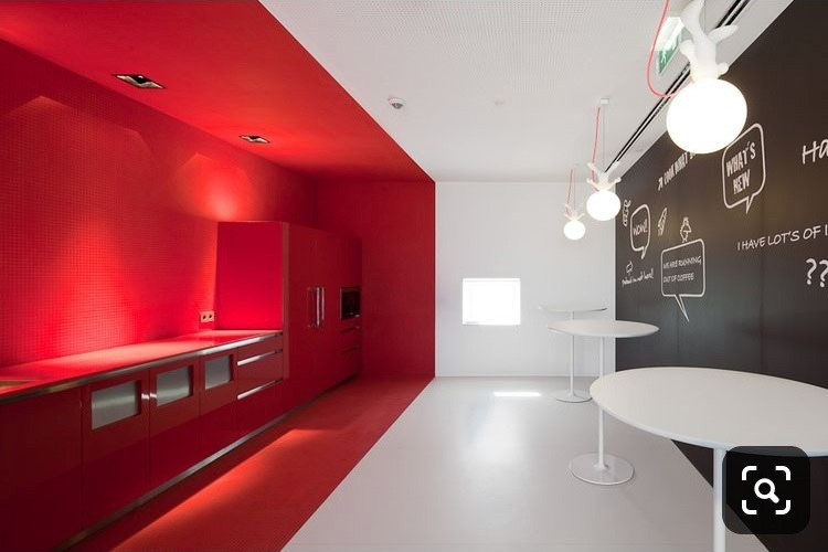 cafeteria,décoration, minimaliste, art, artist, design, rouge, épuré