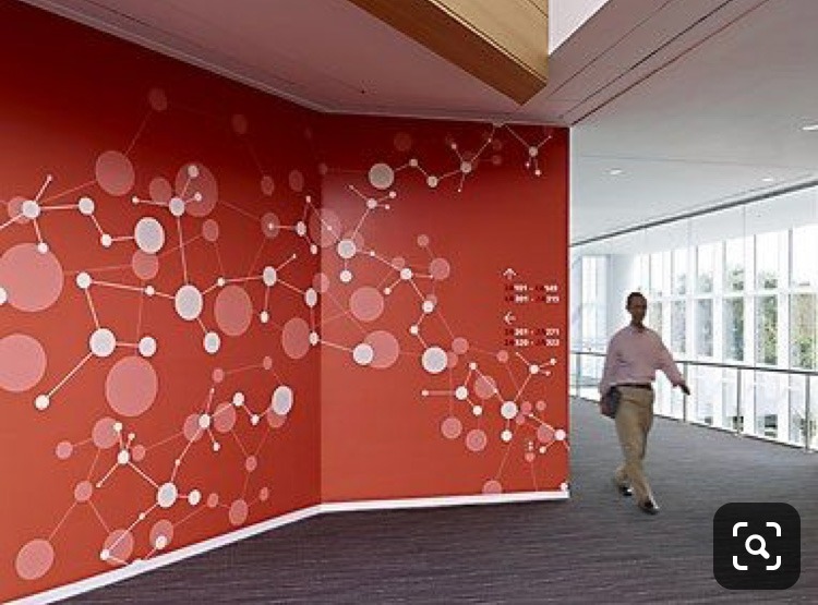 mur, rouge, formes, organiques, corporate, entreprises