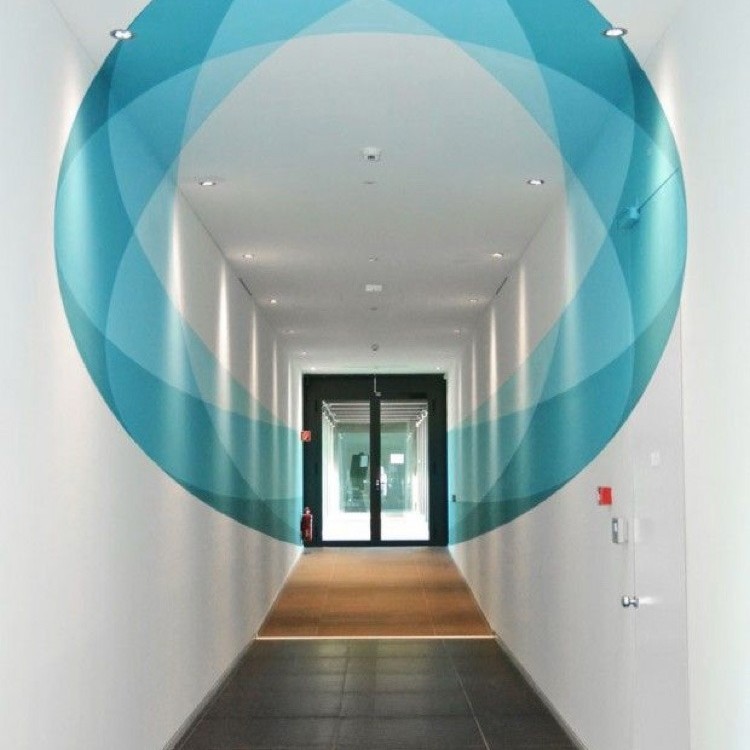 anamorphose, bleue, couloir, bureau, cercle, original