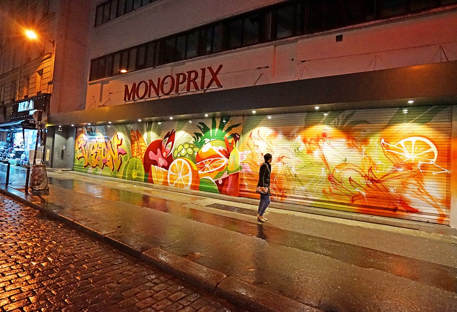 Graffiti, Street Art, Fresque, Murale, Art, urbain, couleurs, Paris, rue, stores
