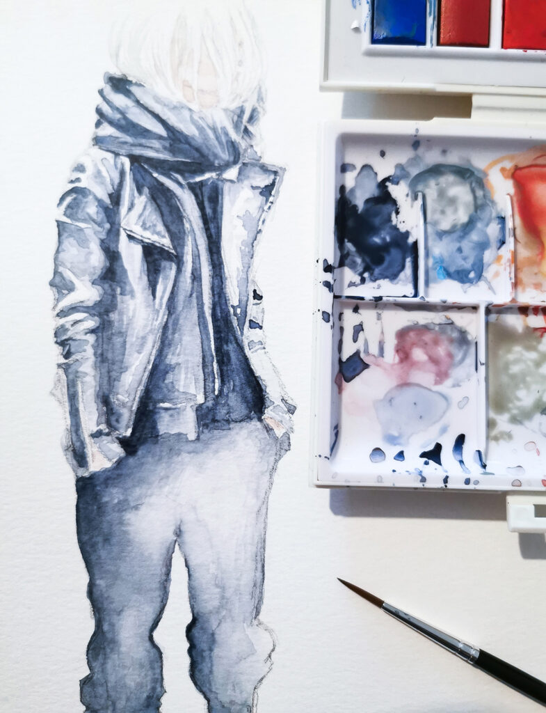 photo d'une peinture aquarelle en cours